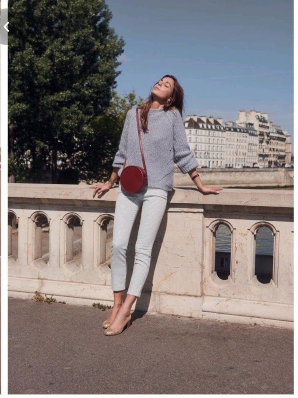 Sezane Clara Trousers - Light Blue Houndstooth